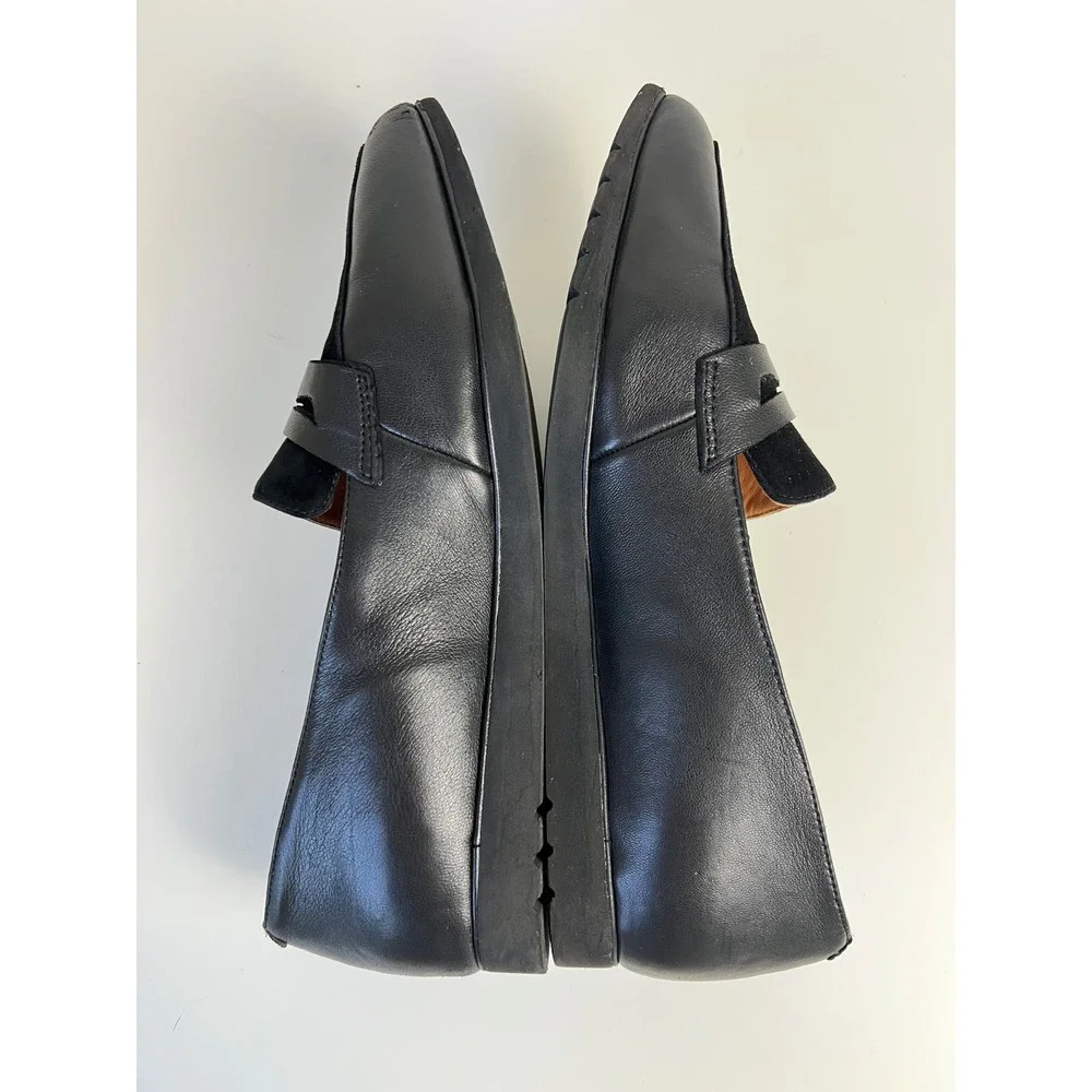 L'Amour Des Pieds Miamore Black Leather Suede Penny Loafers US 9M Comfort Preppy